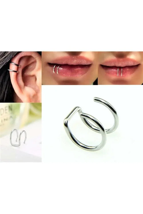 Clip On Fake Piercing Unisex Lip Nose Ear Cartilage Non Piercing